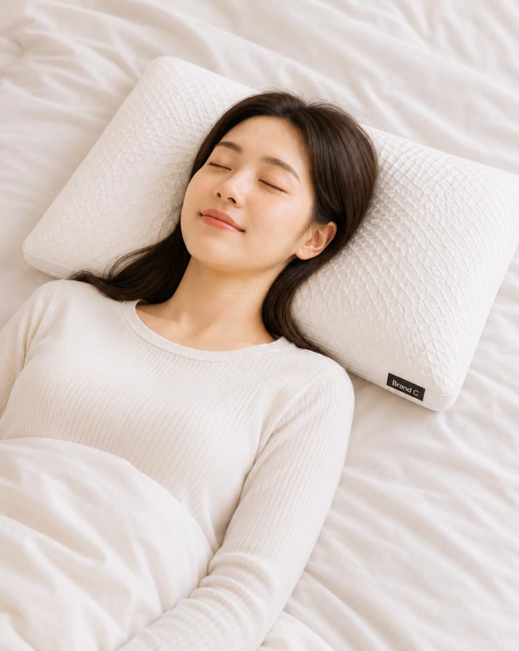 체형별 메모리폼 베개 상세페이지 제작 시안 — 리빙·수면용품 스마트스토어
